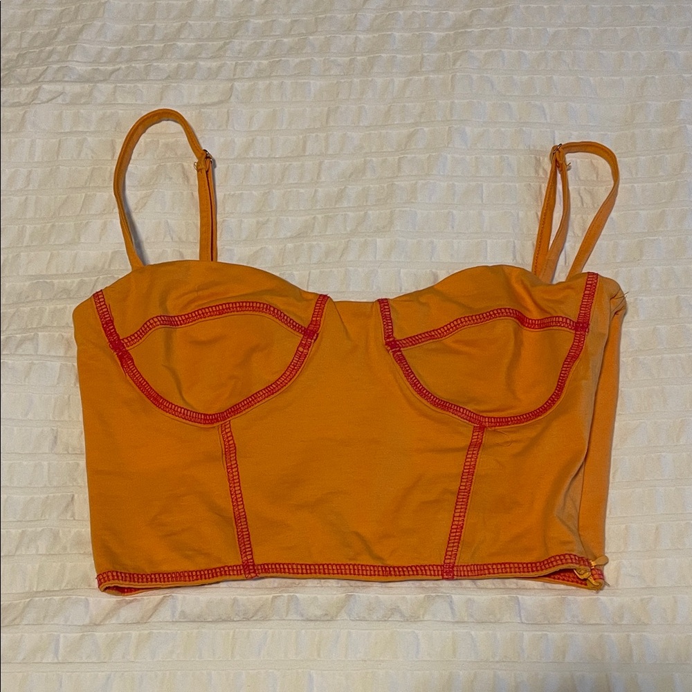 Orange Top with Pink/Red Stitching